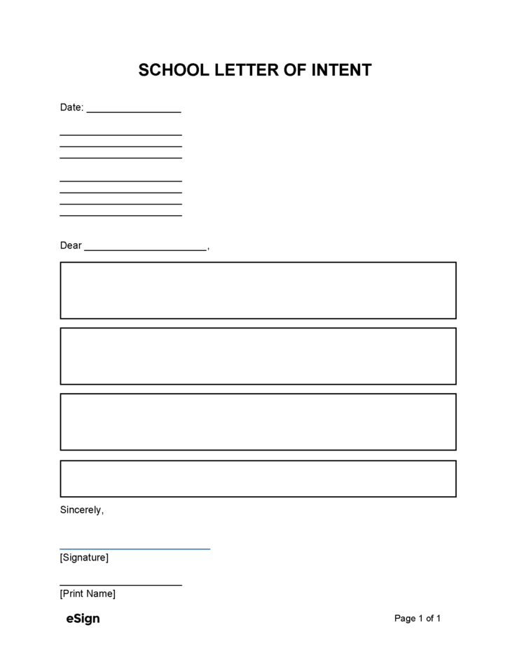 Letter of Intent Template Sample Free