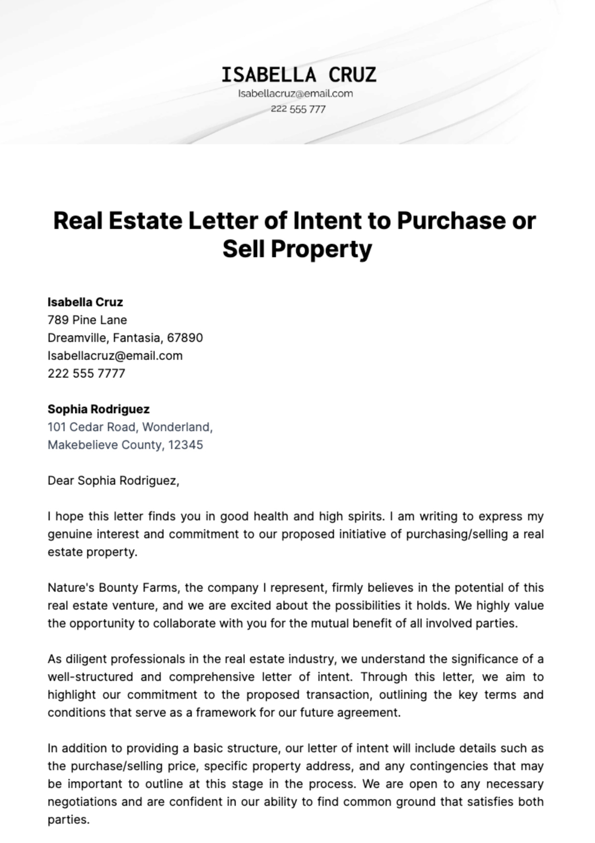 Free Letter Of Intent Templates &amp;amp; Examples - Edit Online for Letter of Intent Template Sample Free