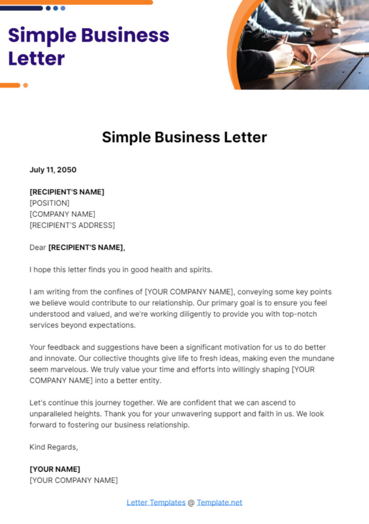 Business Letter Template Sample