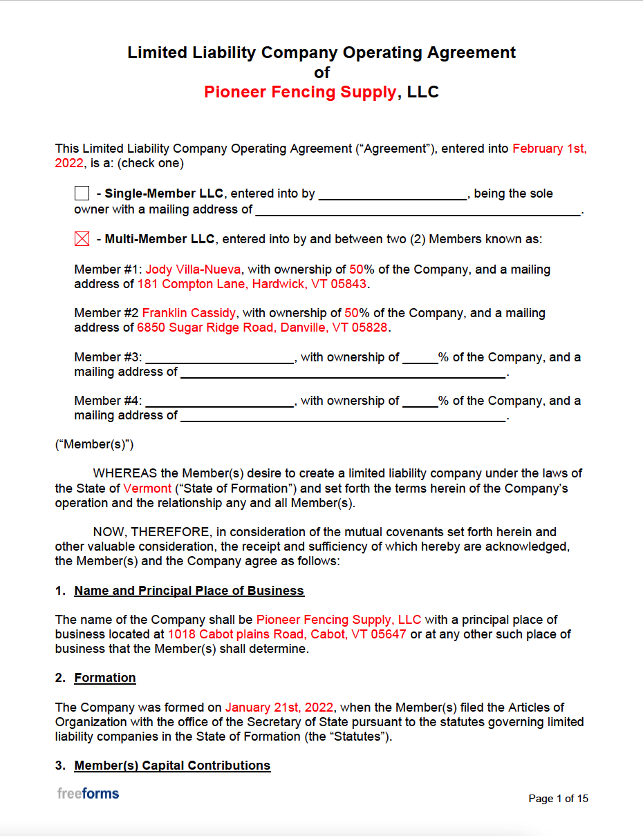 Free Llc Operating Agreement Template | Pdf | Word in LLC Operating Agreement Sample Template