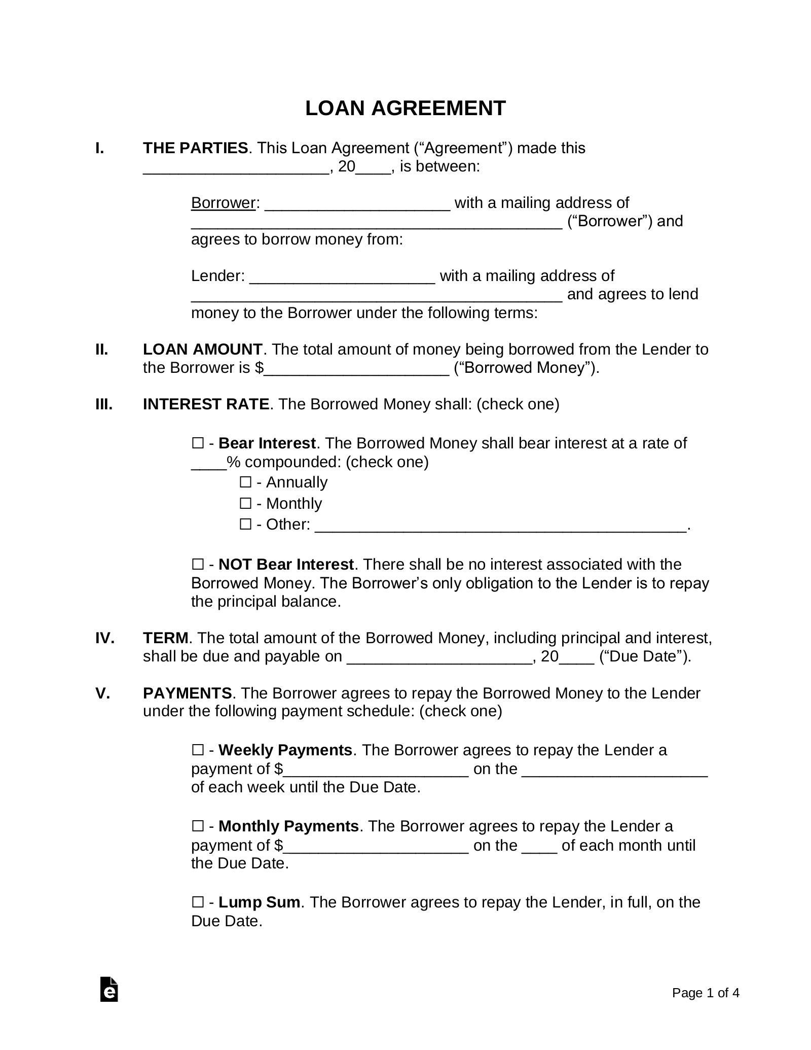 Free Loan Agreement Templates (10) - Pdf | Word – Eforms pertaining to Loan Agreement Template Sample