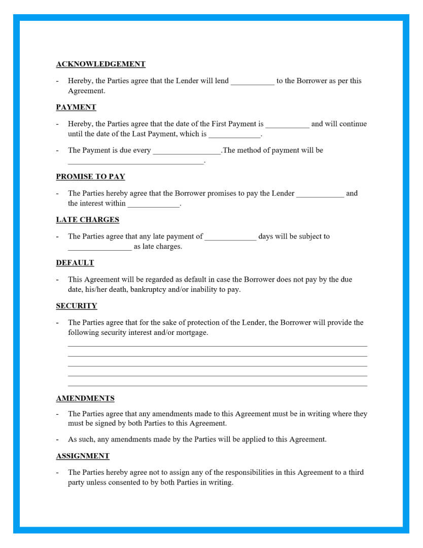 Free Loan Agreement Templates And Sample in Personal Loan Agreement Template Sample