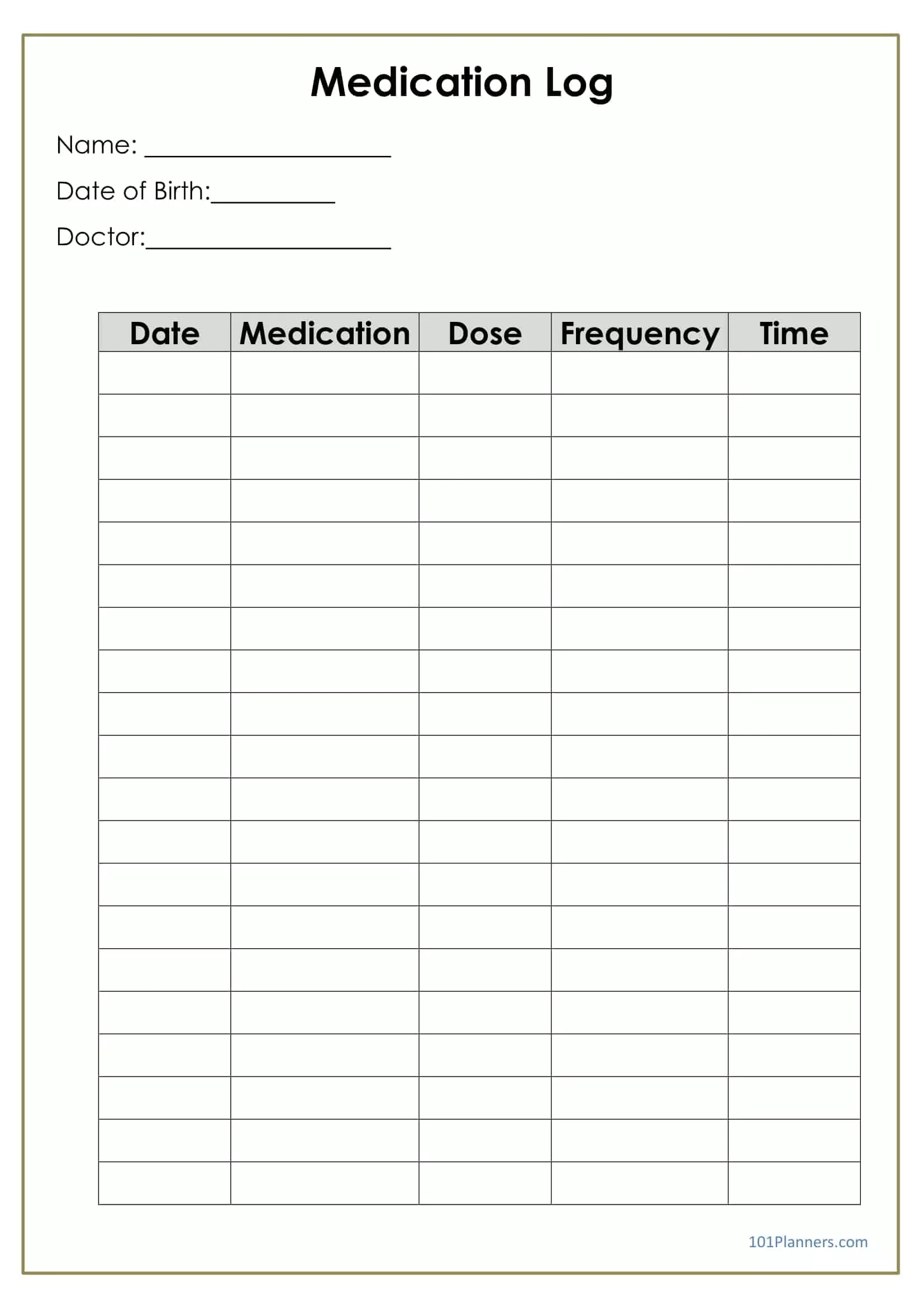 Free Medication Log | Instant Download for Medication Sample Log Template