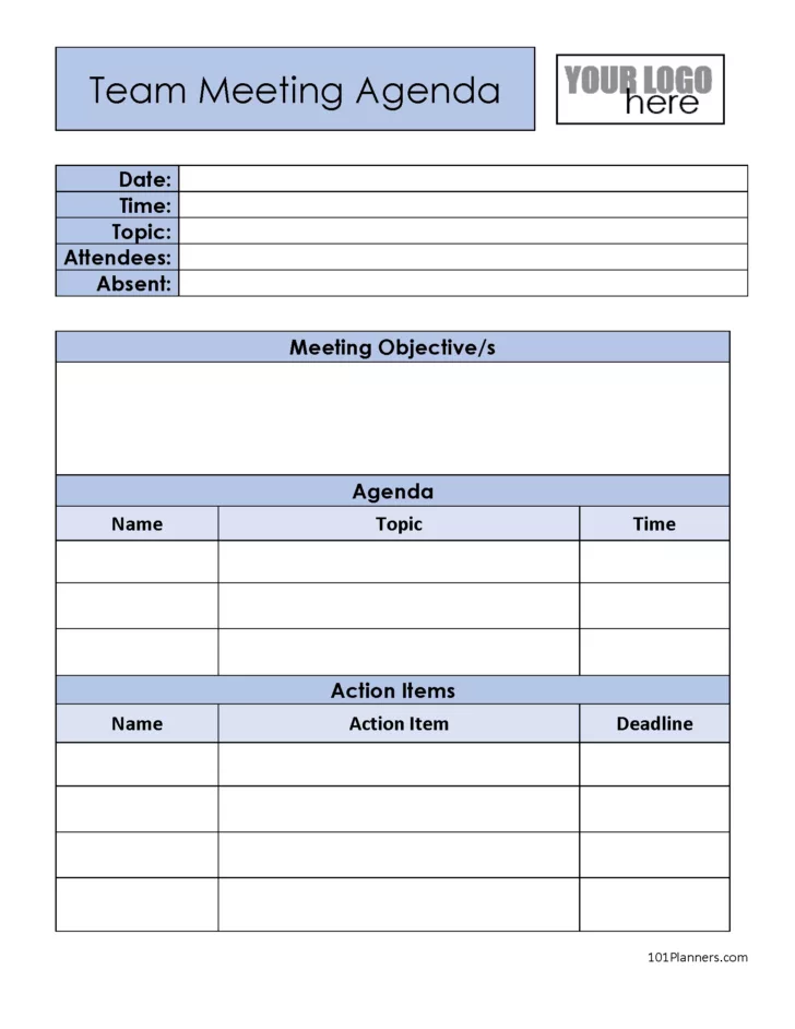 Team Meeting Agenda Template Sample