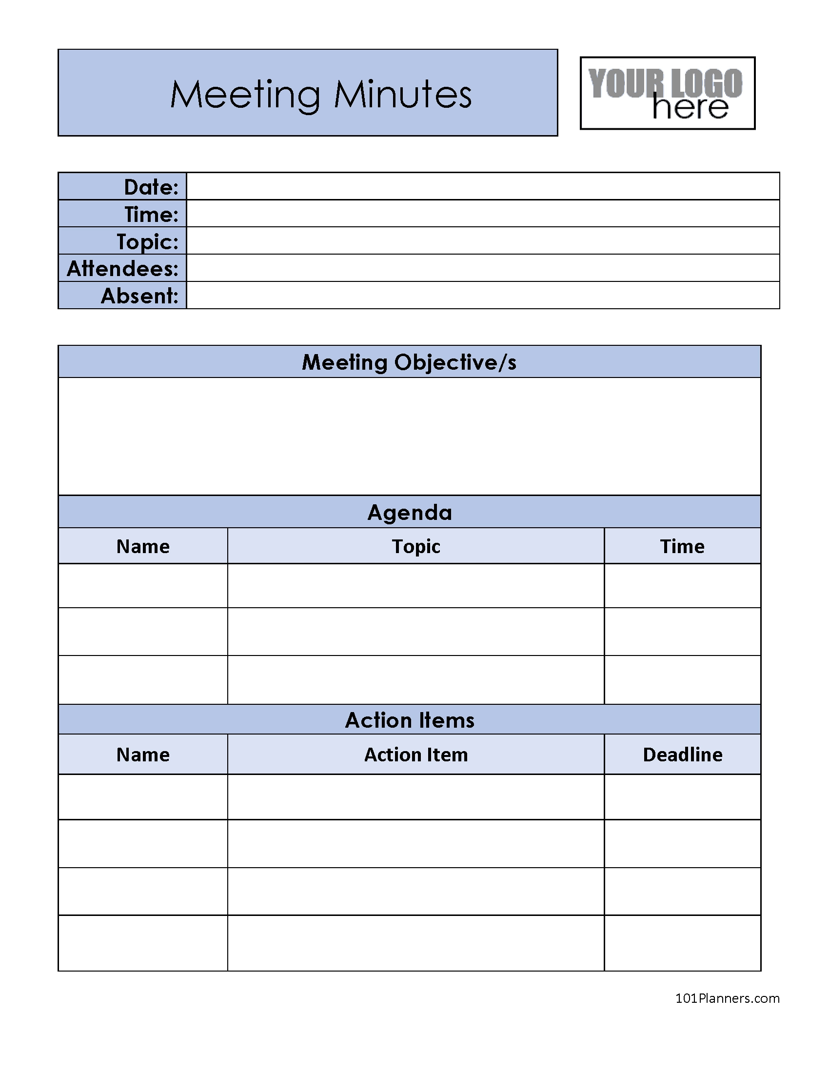 Free Meeting Minutes Templates | Word, Pdf, Excel, Google Docs in MOM Template Sample