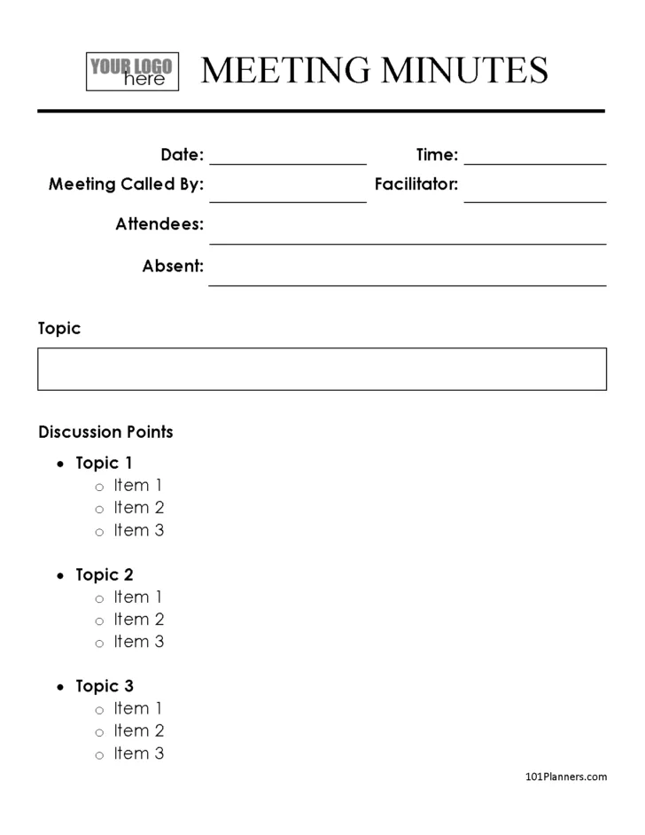 Free Minutes of Meeting Sample Template