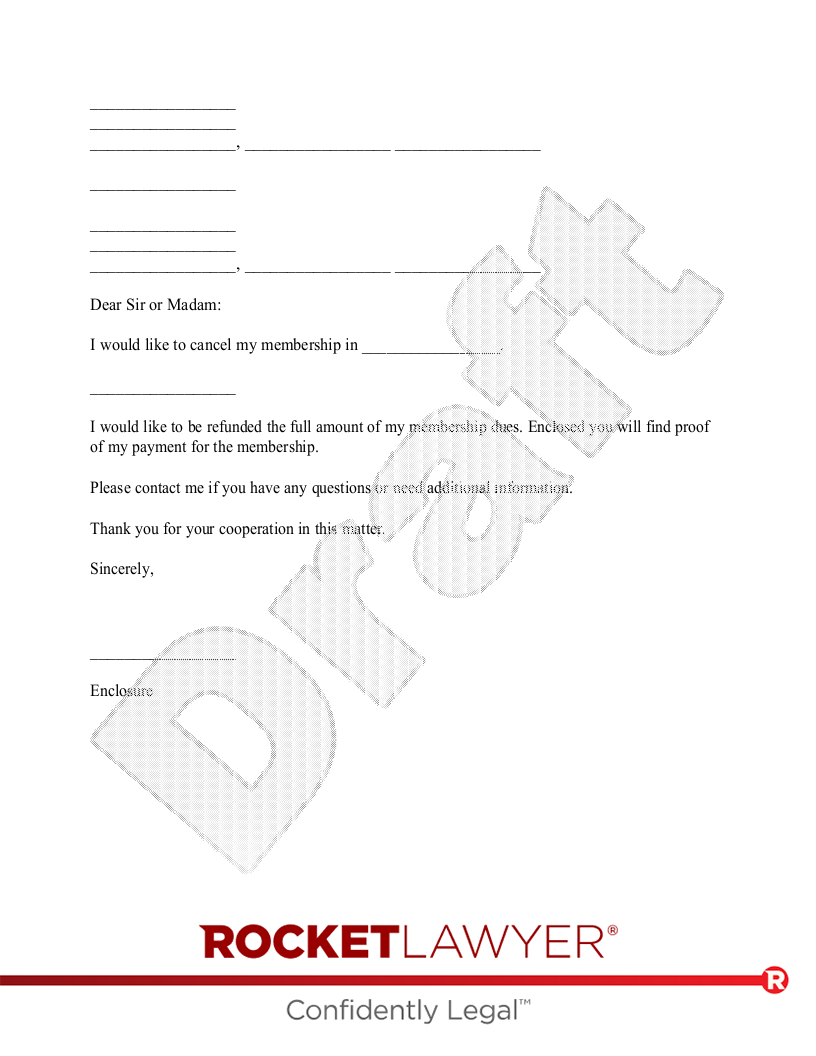 Free Membership Cancellation Letter - Rocket Lawyer within Cancellation Letter Template Sample