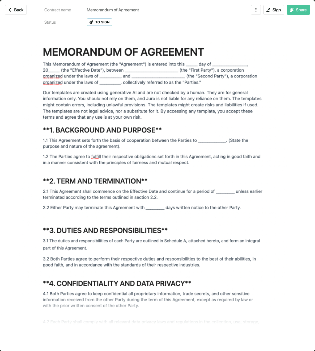 Free Memorandum Of Agreement Template pertaining to Memorandum Of Agreement Template Sample