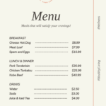 Free Menu Templates & Examples   Edit Online & Download | Template Intended For Free Menu Sample Templates