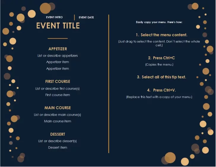 Menu Template Sample