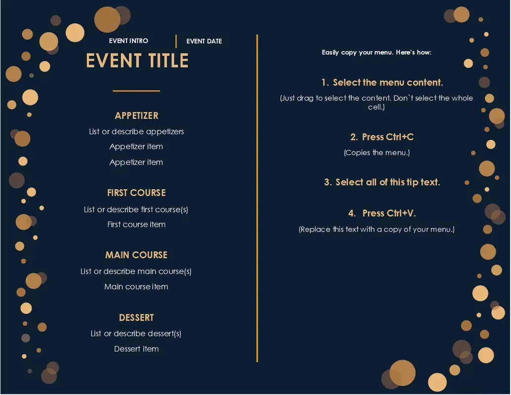 Free Menu Templates | Microsoft Create with Menu Template Sample