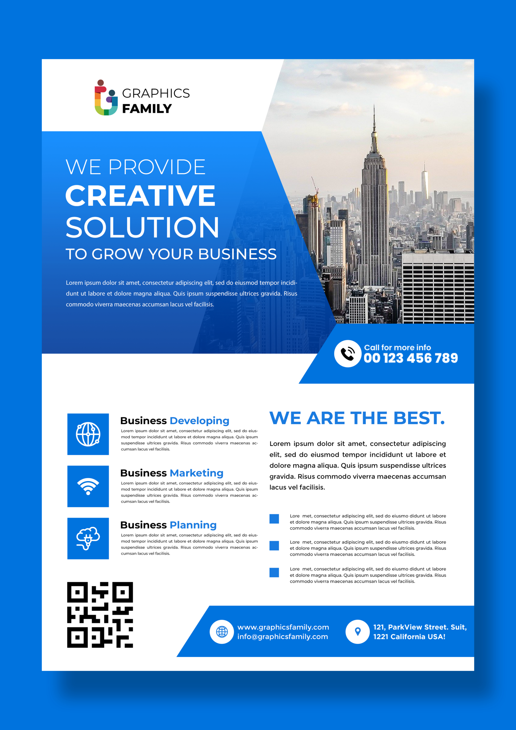 Free Modern Blue Flyer Design Template – Graphicsfamily inside Free Flyer Sample Templates