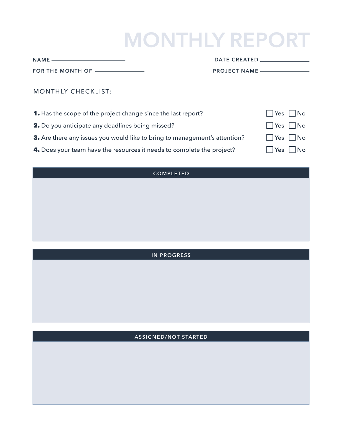 Free Monthly Report Template For Word | Excel | Pdf | Google Docs with Monthly Report Template Sample