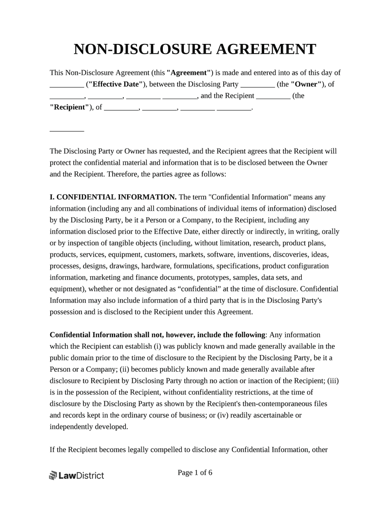 Free Non-Disclosure Agreement (Nda) | Pdf &amp;amp; Word Template throughout Confidentiality Agreement Sample Template