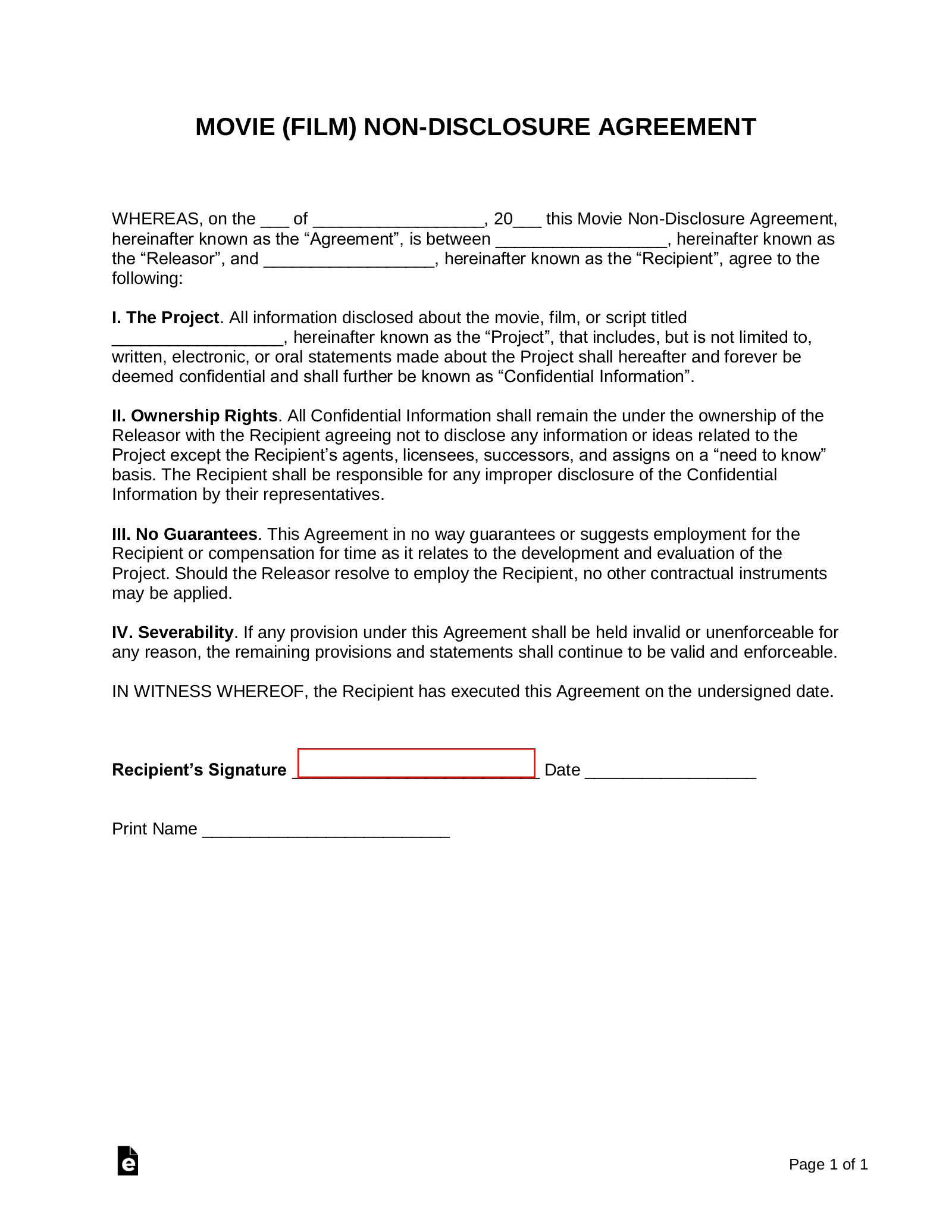 Free Non-Disclosure Agreement (Nda) Templates (21) - Pdf | Word in Non-Disclosure Agreement Sample Template