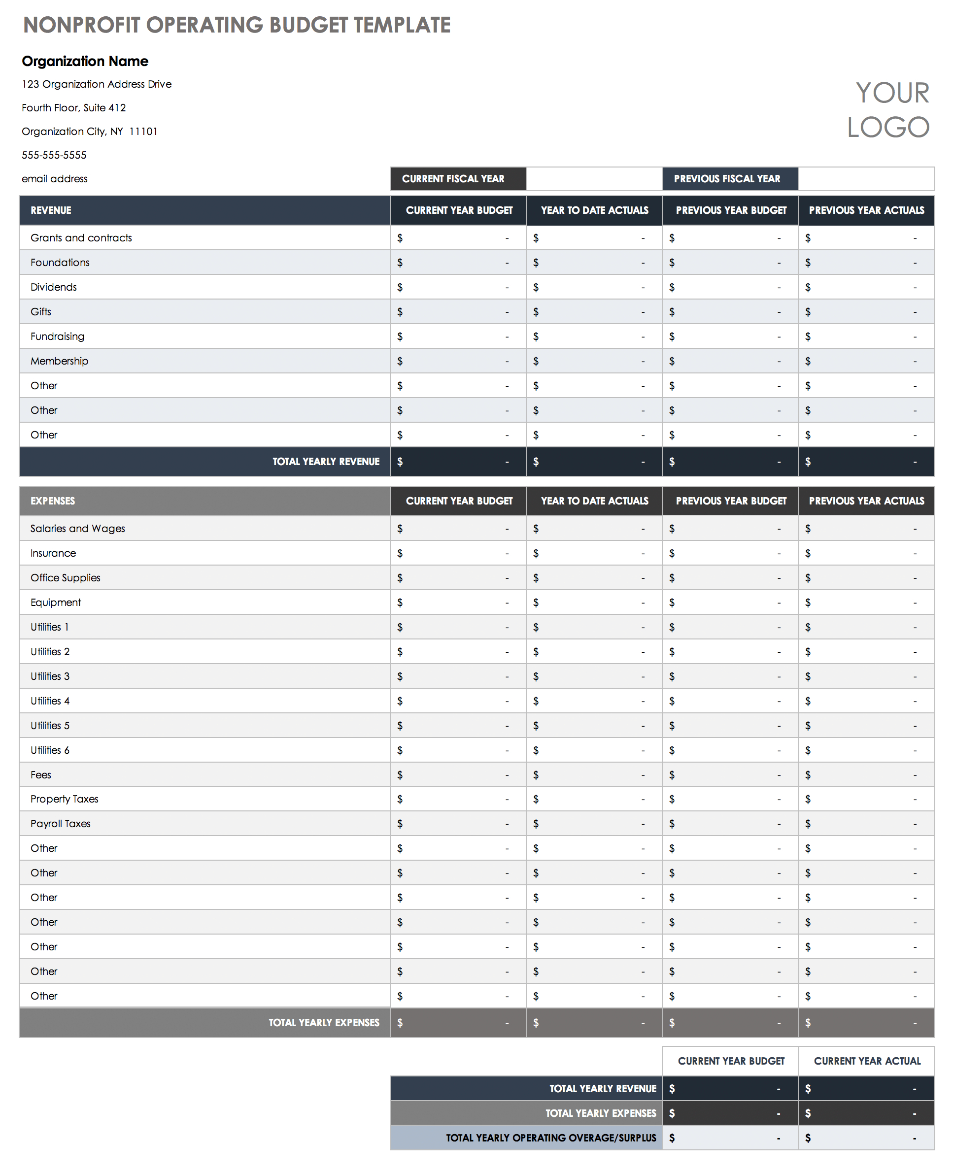 Free Nonprofit Budget Templates | Smartsheet within Sample Nonprofit Budget Template