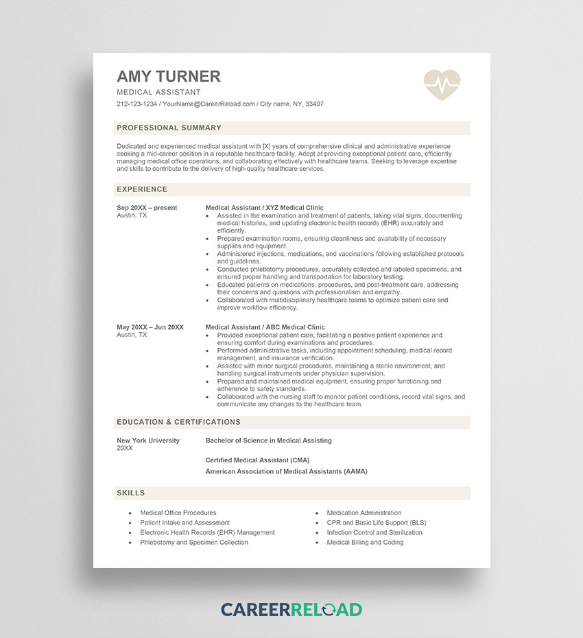 Free Nurse Resume Template - Amy - Career Reload regarding RN Resume Template Sample