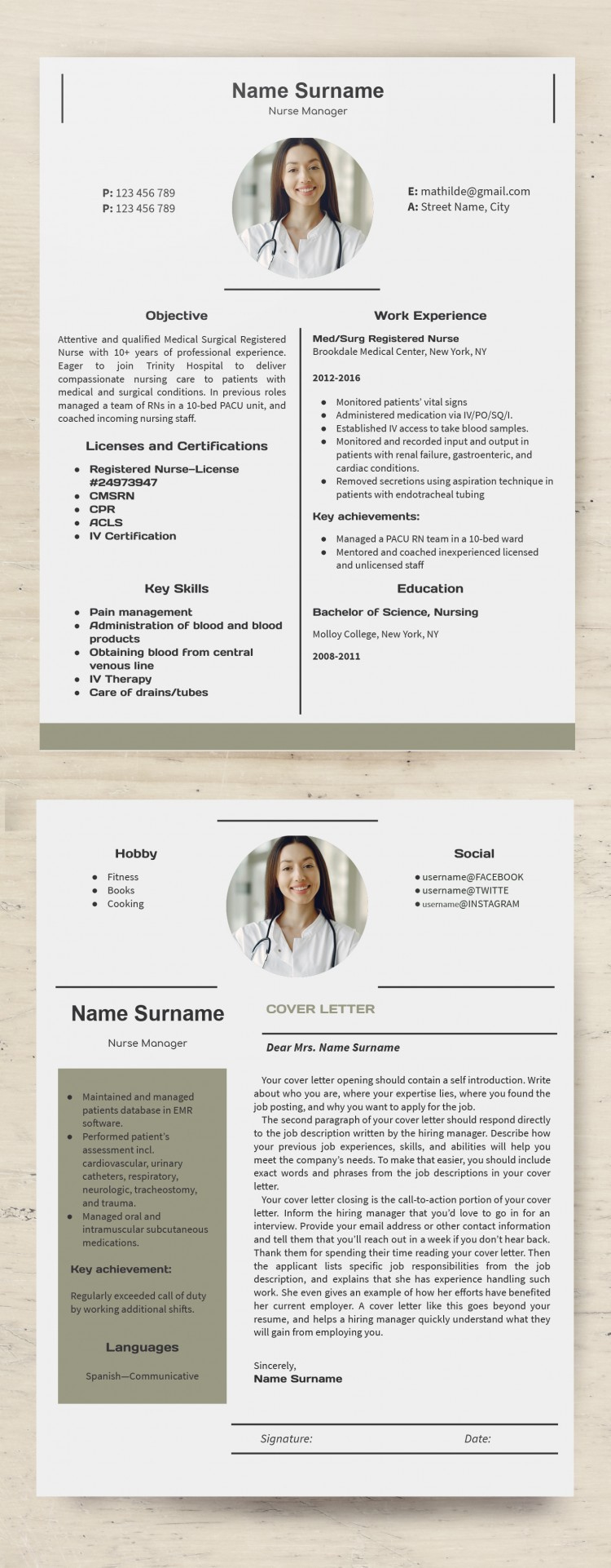 Free Nurse Resume Template In Google Docs And Microsoft Word pertaining to Registered Nurse Professional Biography Sample Template