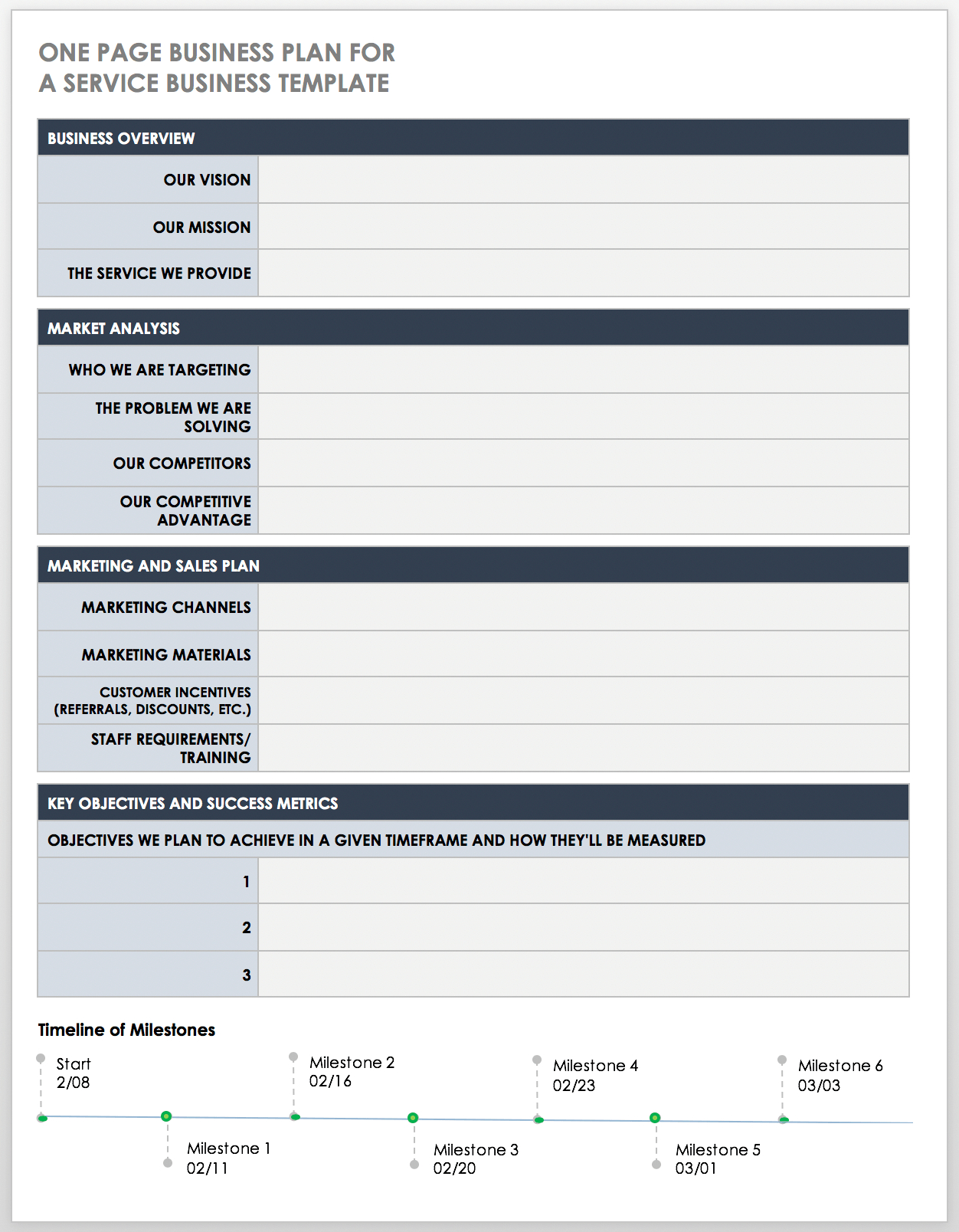 Free One-Page Business Plan Templates | Smartsheet pertaining to Business Prospectus Sample Template