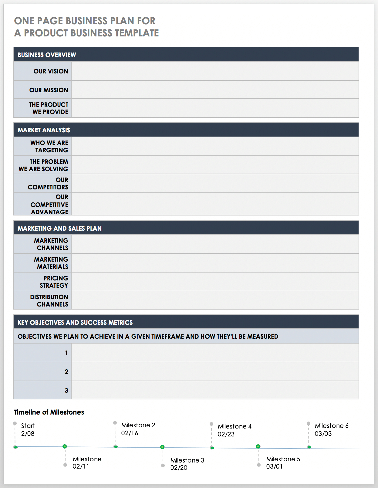 Free One-Page Business Plan Templates | Smartsheet with Business Plan Template Free Download Sample