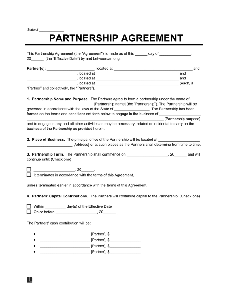 Free Partnership Agreement Template (5) | Pdf &amp;amp; Word for Partnership Sample Templates