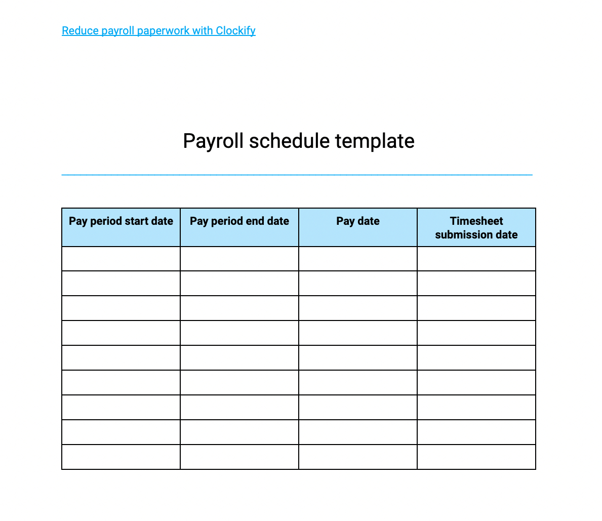 Free Payroll Templates — Clockify pertaining to Payroll Sample Template