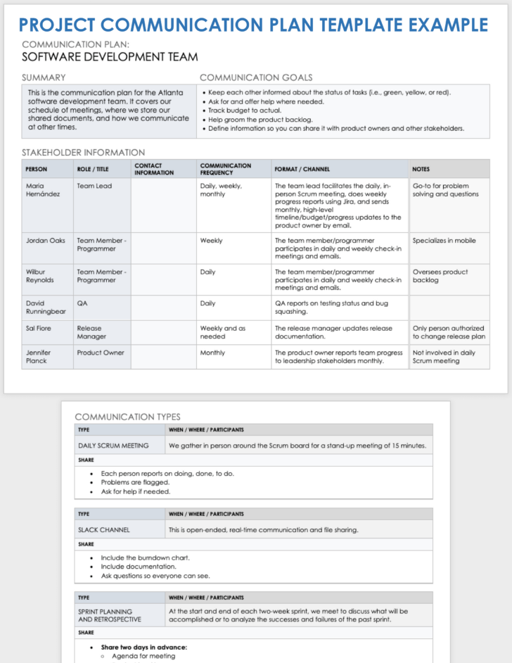 Project Management Sample Template