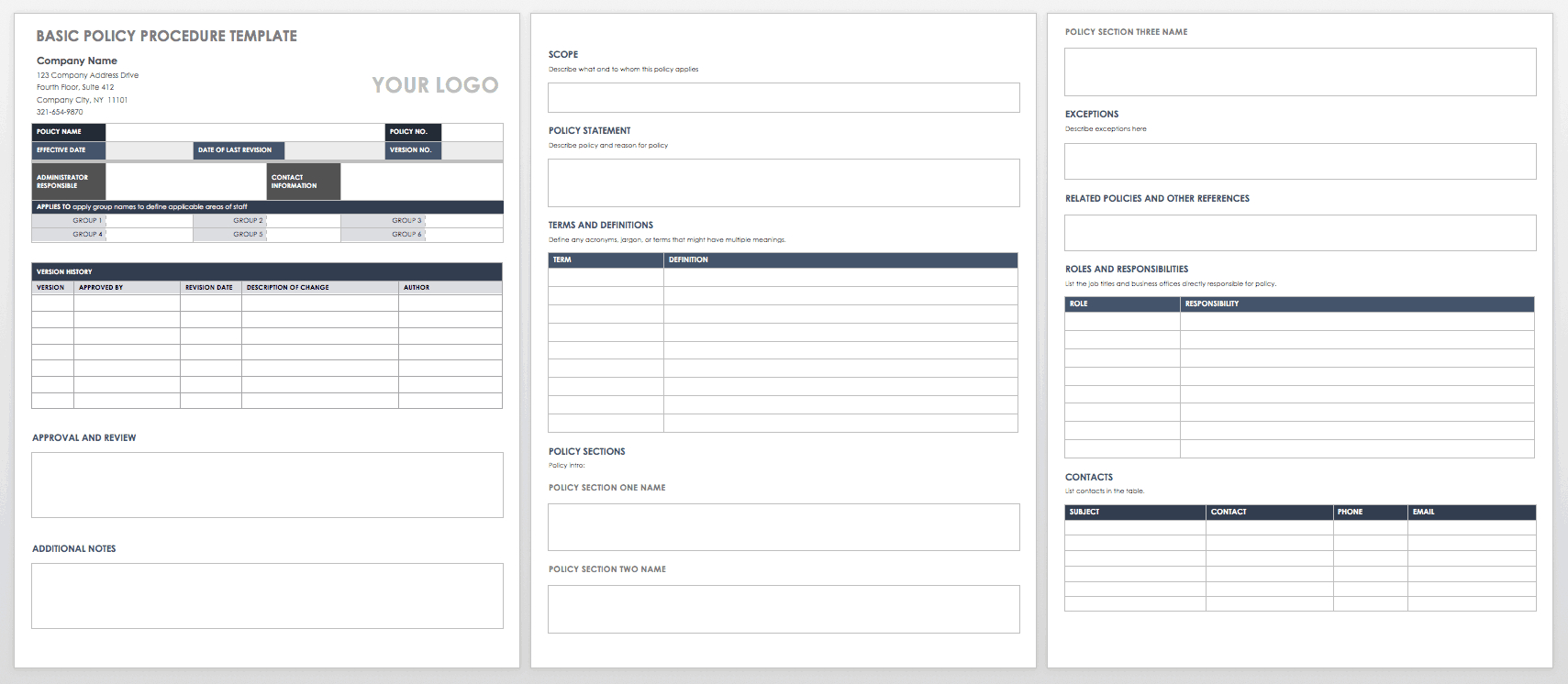 Free Policy And Procedure Templates | Smartsheet for Policy and Procedure Manual Sample Template