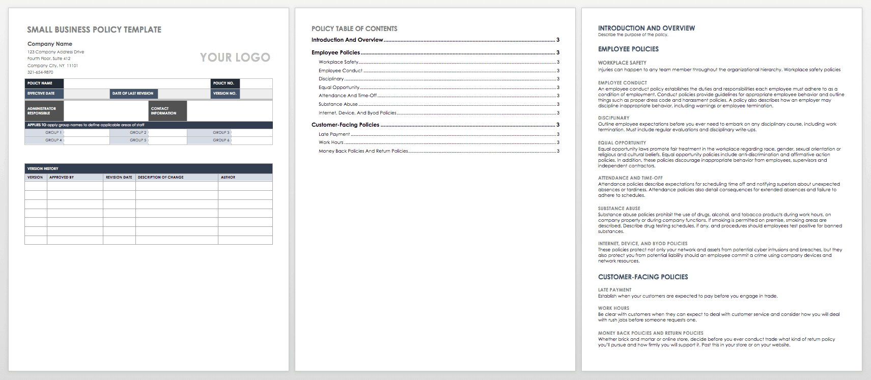 Free Policy And Procedure Templates | Smartsheet in Policy Template Sample