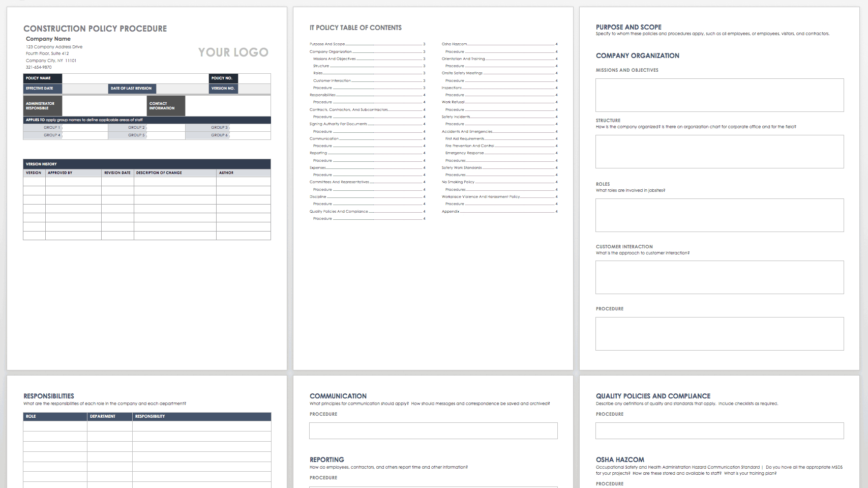 Free Policy And Procedure Templates | Smartsheet in Protocol Sample Template