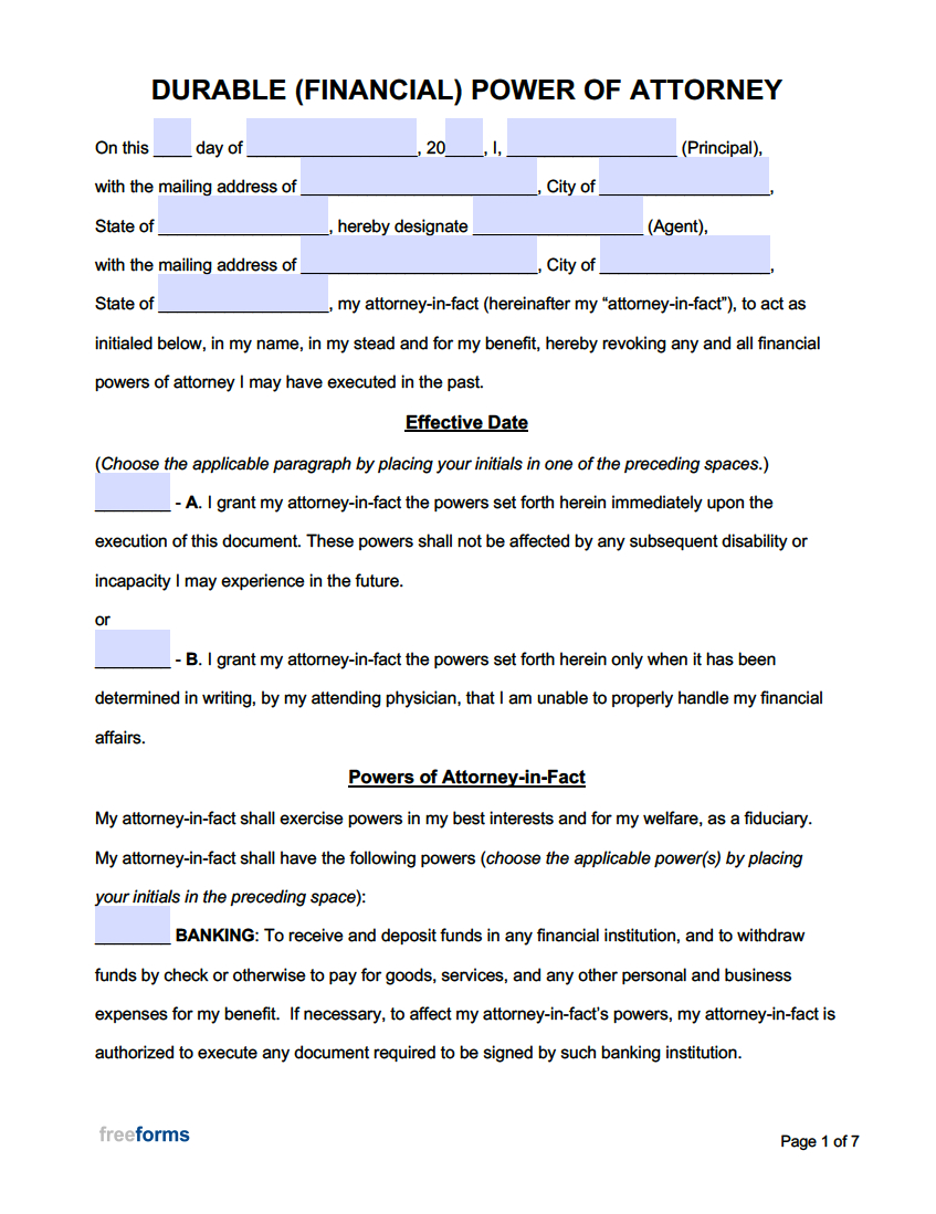 Free Power Of Attorney Forms | Pdf | Word intended for Free Sample Power Of Attorney Template