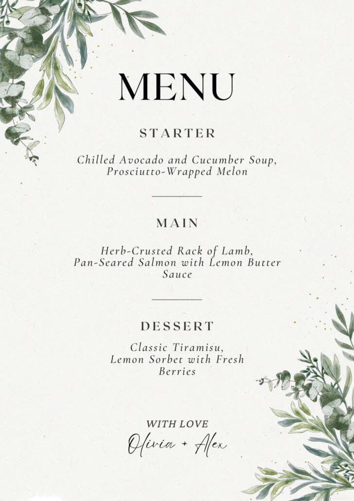 Free Menu Sample Templates