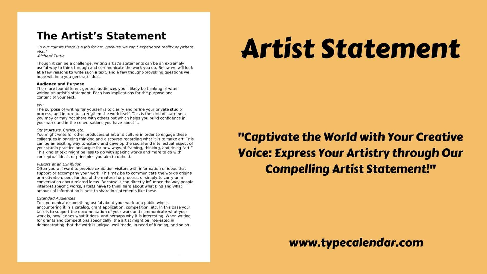 Free Printable Artist Statement Templates [Pdf, Word] Middle, High for Sample Artist Statement Template