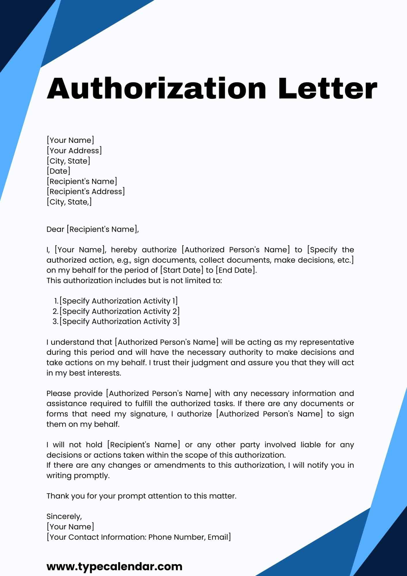 Free Printable Authorization Letter Templates [Word, Pdf] Claim intended for Authorization Letter Template Sample