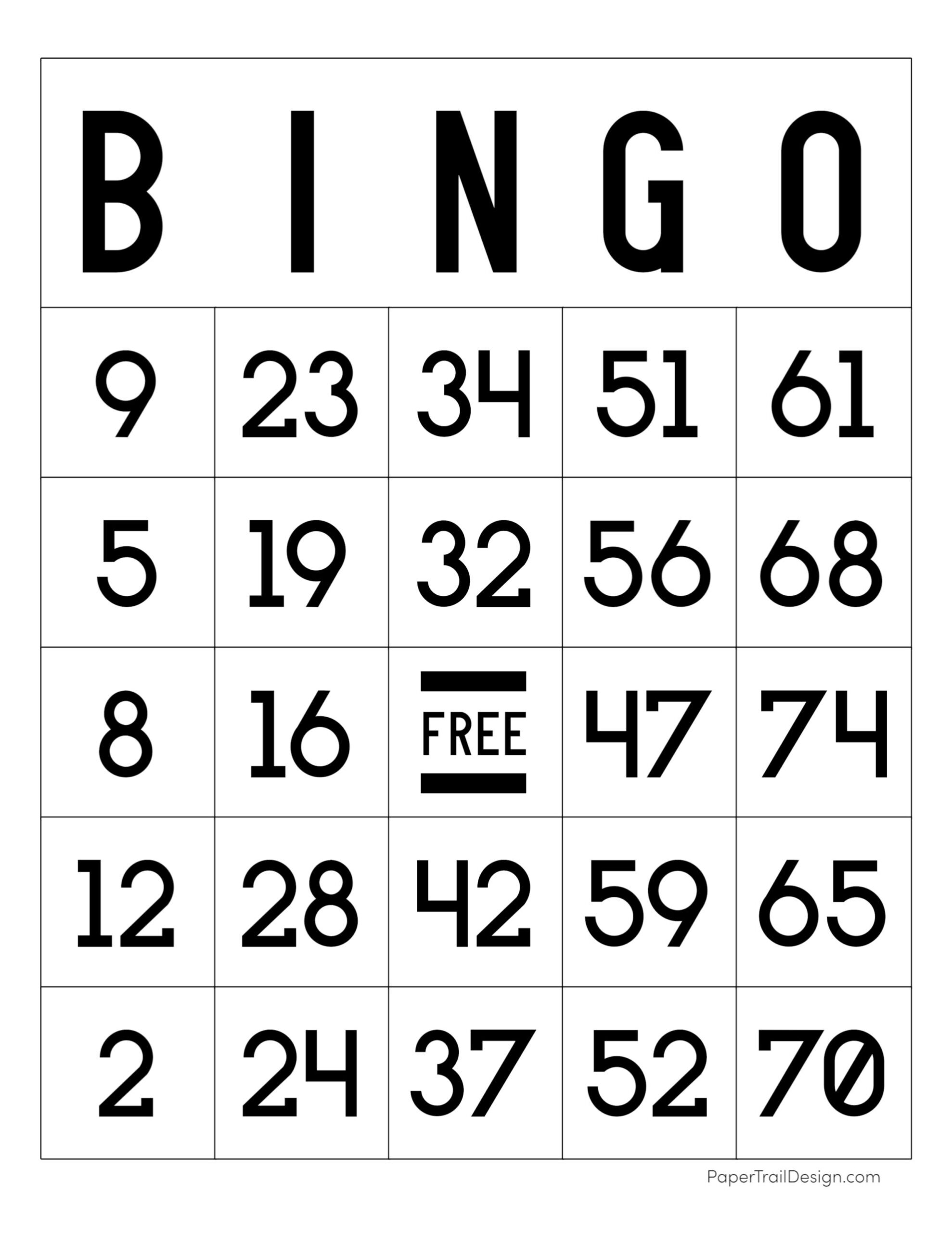 Free Printable Bingo Cards - Paper Trail Design for Sample Bingo Card Template