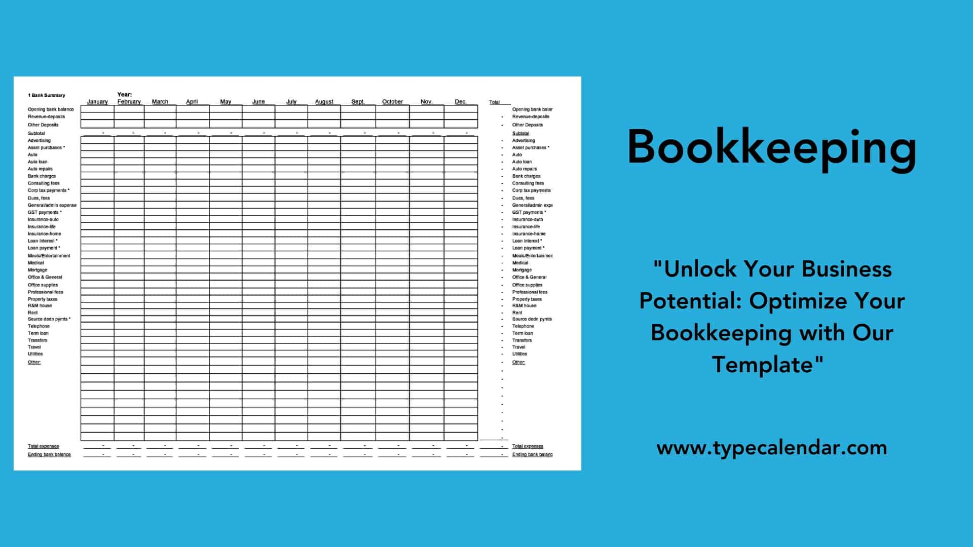 Free Printable Bookkeeping Templates [Excel, Pdf, Word] inside Bookkeeping Sample Template