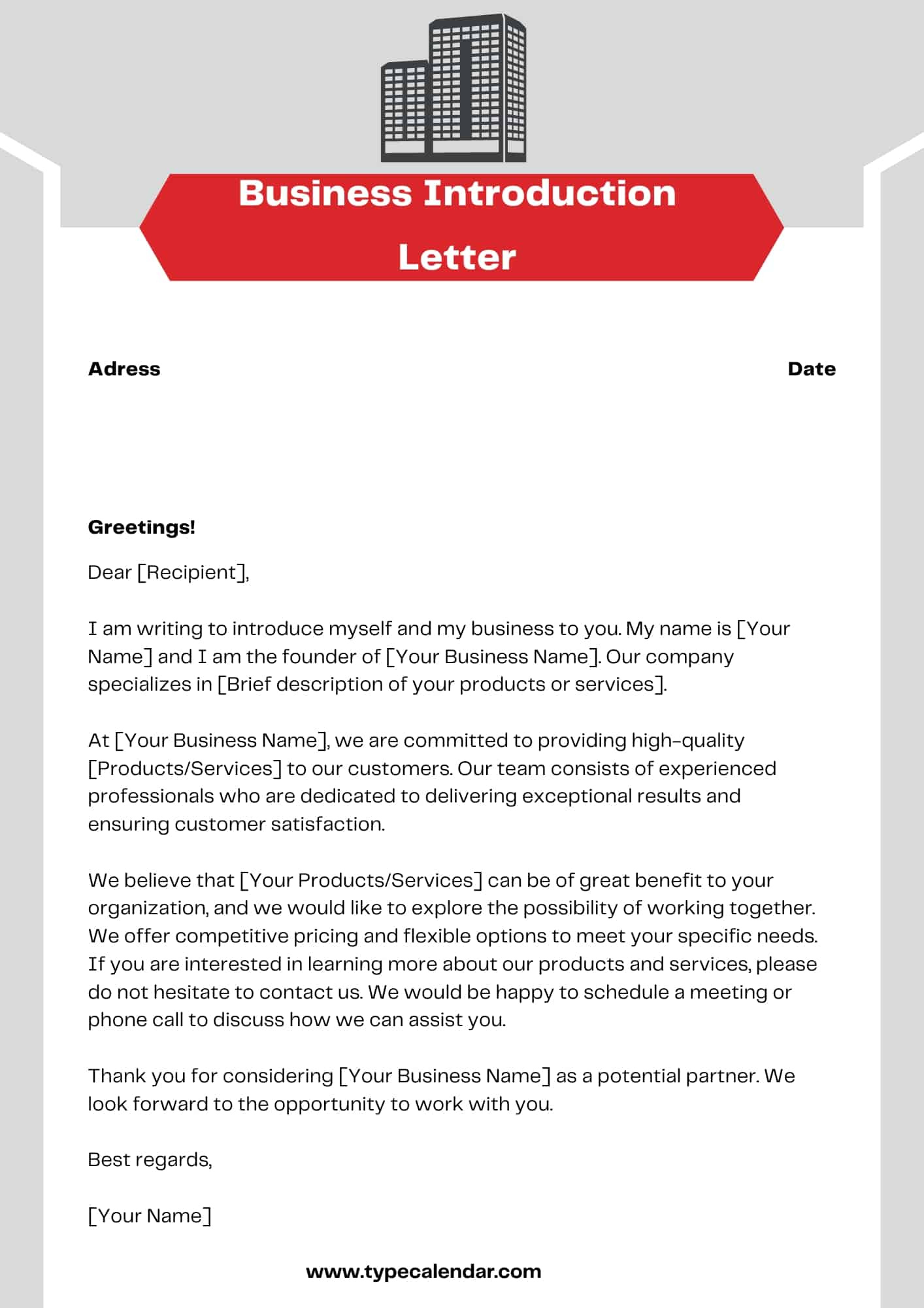 Free Printable Business Introduction Letter Templates [Word, Pdf] with regard to Business Introduction Letter Sample Templates