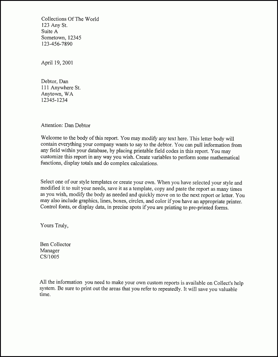 Free Printable Business Letter Template Form (Generic) with regard to Free Business Letter Sample Template