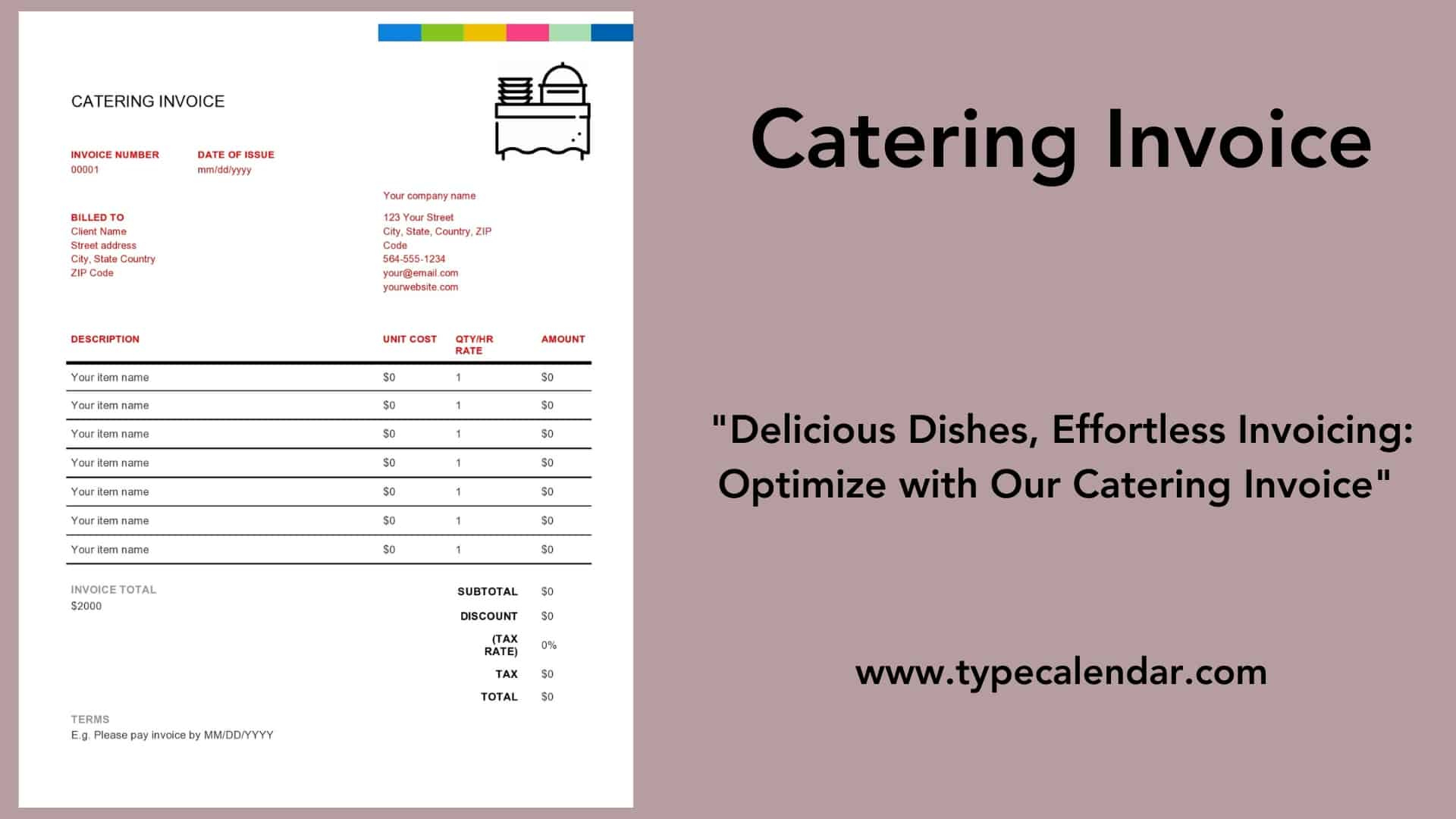Free Printable Catering Invoice Templates [Excel, Pdf, Word] pertaining to Catering Invoice Sample Template