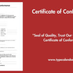 Free Printable Certificate Of Conformance Templates [Pdf, Word, Excel] For Certificate Of Conformity Sample Template