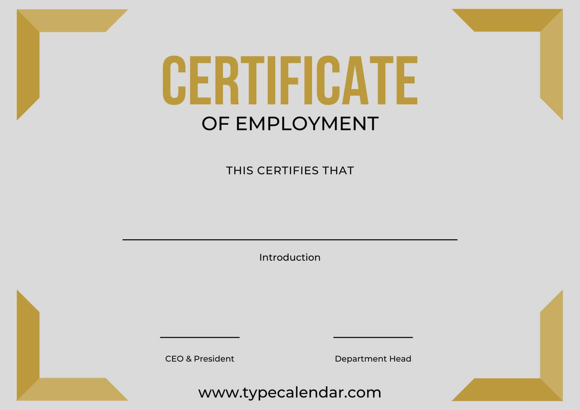 Free Printable Certificate Of Employment Templates [Pdf, Word] within Certificate of Employment Sample Template