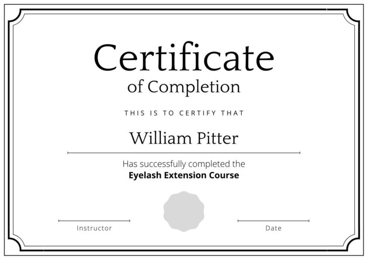 Certificate of Completion Sample Template