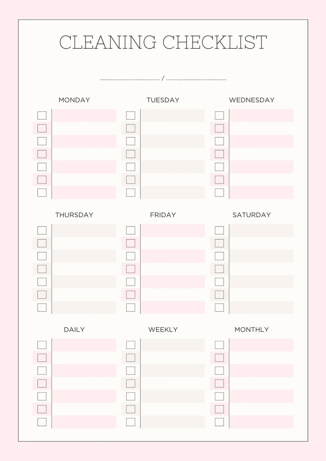 Free Printable Cleaning Checklist Templates | Canva pertaining to Cleaning Checklist Template Sample