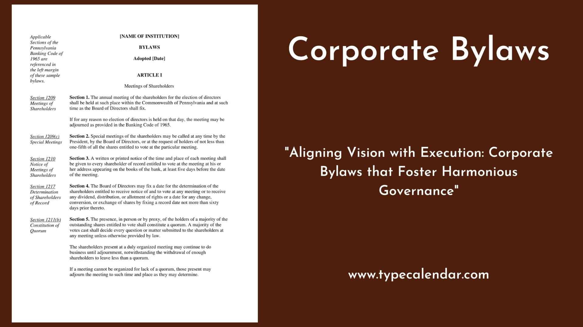 Free Printable Corporate Bylaws Templates [Word, Pdf] inside Free Bylaws Sample Template