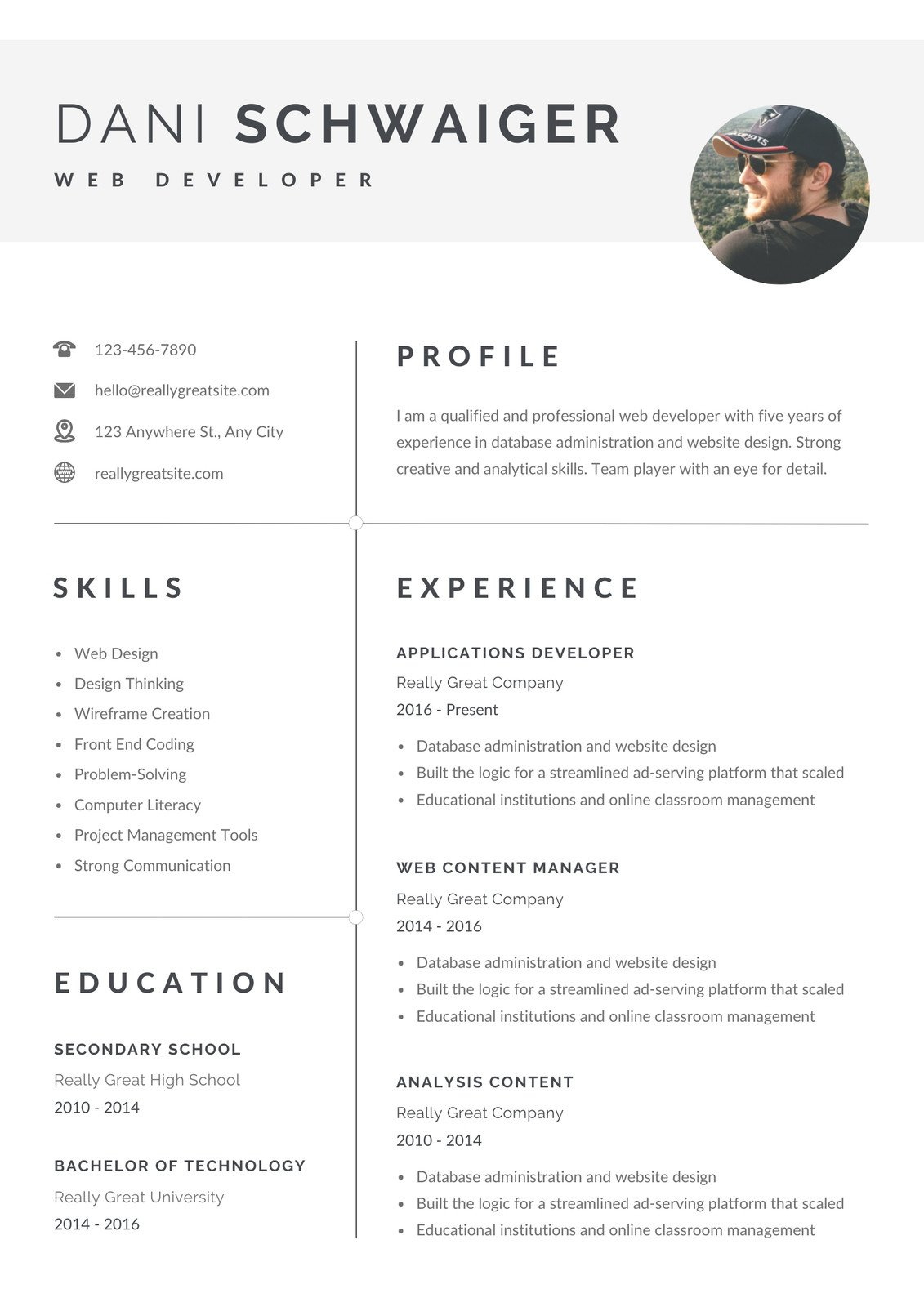 Free, Printable, Customizable Photo Resume Templates | Canva inside Professional Resume Template Free Sample