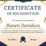 Free, Printable, Customizable Recognition Certificate Templates Regarding Certificate Of Recognition Template Sample