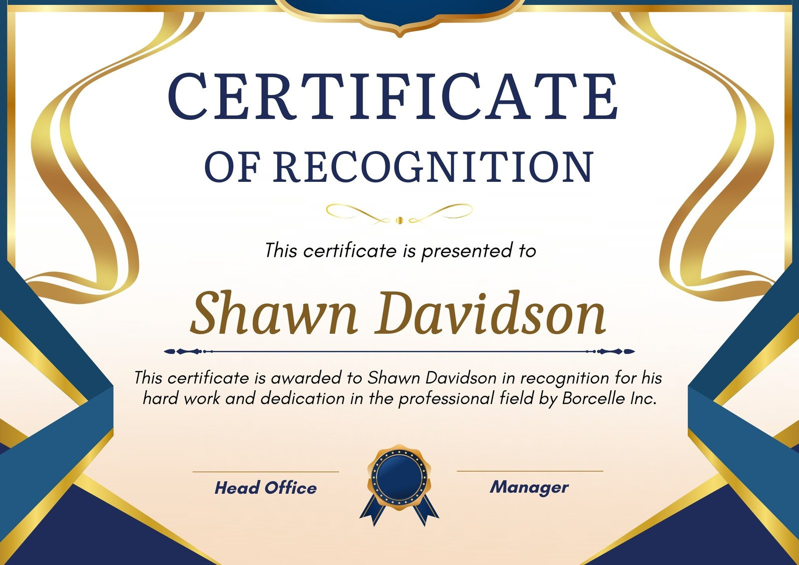 Free, Printable, Customizable Recognition Certificate Templates throughout Certificate Of Recognition Sample Template