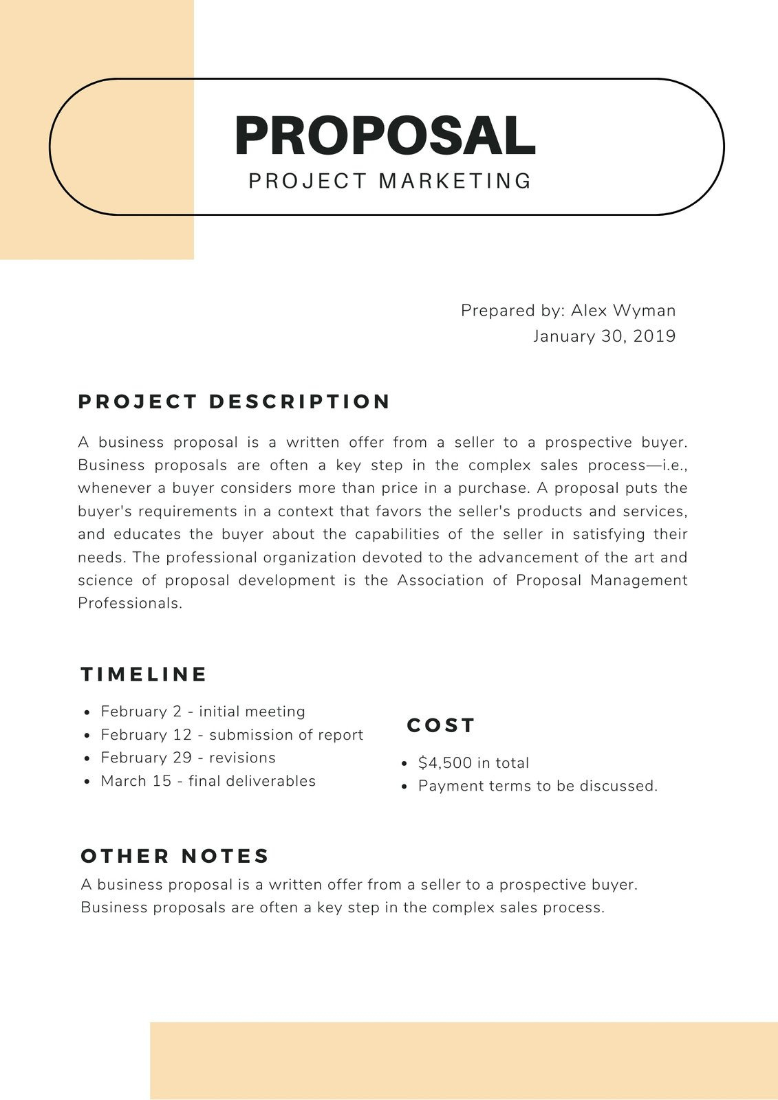 Proposal Sample Template Template Samples