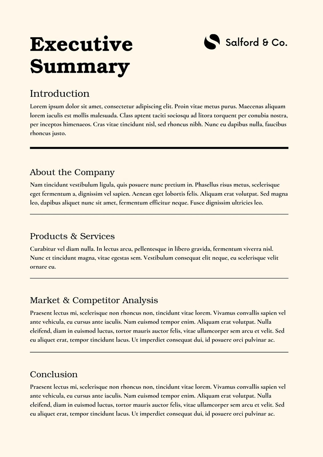 Executive Summary Sample Template | Template Samples