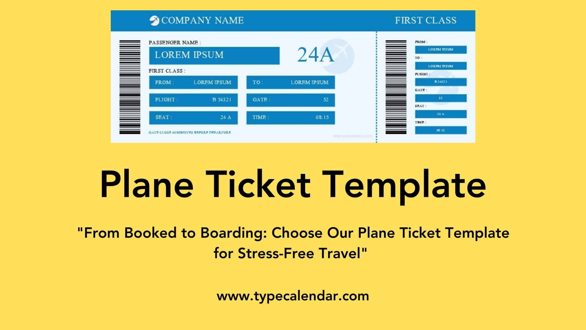 Free Printable Fake Plane Ticket Templates [Pdf] / Airline &amp;amp; Flight with Sample Airline Ticket Template